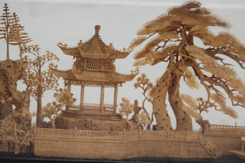 A Vintage Cork Sculpture of a Japanese Landscape