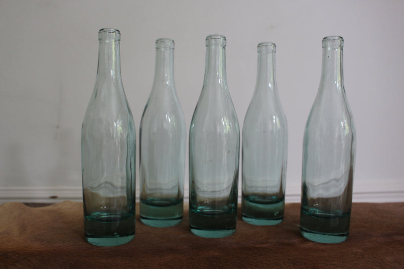 Vintage French Green Glass Brasserie Bottles