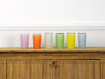 A set of six 1960's frosted, coloured glasses with gold band