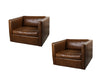 Pair Knoll Floating Cubist Leather Armchairs