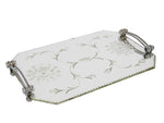 1930s French Etched Mirrored Tray with Chrome Handles