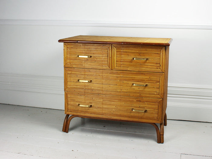 1950's Parquetry Rattan & Rush Commode in the 'Riviera' style