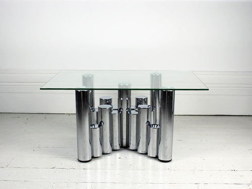 An Italian 1970's Glass and Chrome Coffee table