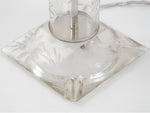 Pair of 1950s French Etched Glass Table Lamps with Chrome Detail