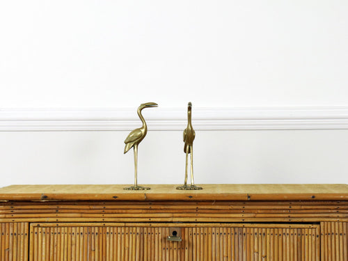 Pair of French brass flamingo statue letter holders