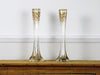 A pair of fluted antique French glass vases with gold flower decoration