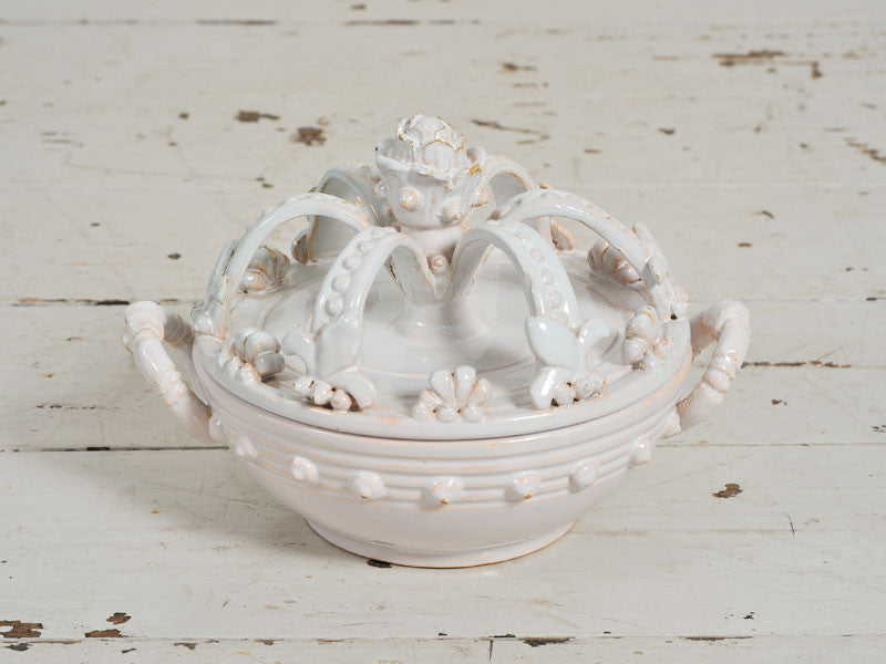 A rare ornate white 19th Century French ceramic crown shaped dish