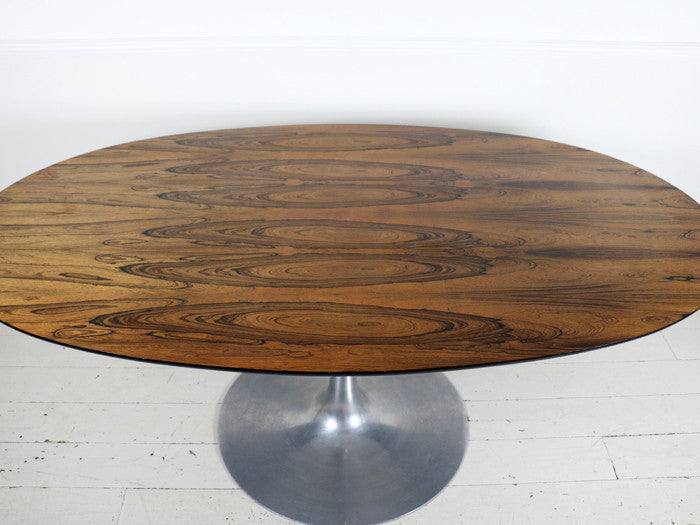 1970's large oval Arkana rosewood & aluminium tulip base dining table ...